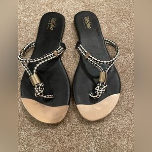 Black & gold flip flops